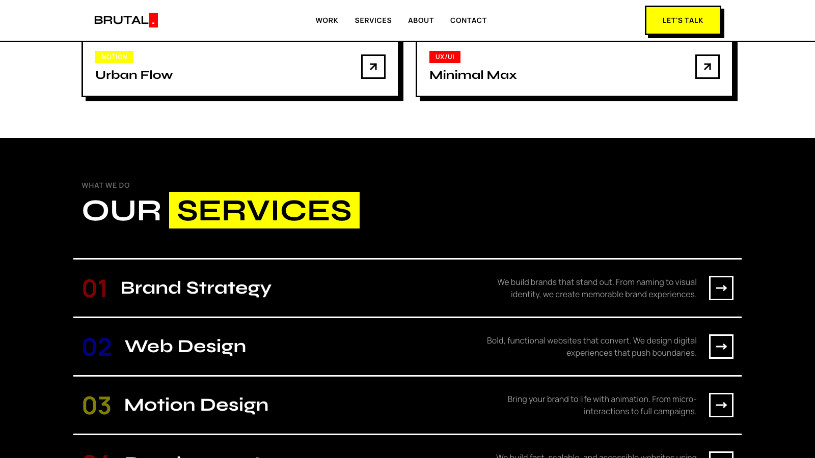 Creative Agency Portfolio 设计模板生成的网站深度内容截图