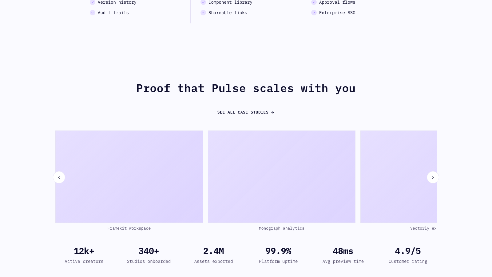 Pulse 设计模板生成的网站内容区截图