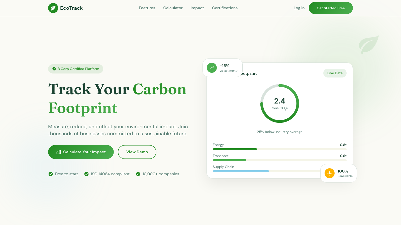 Sustainability Platform 模板示例截图