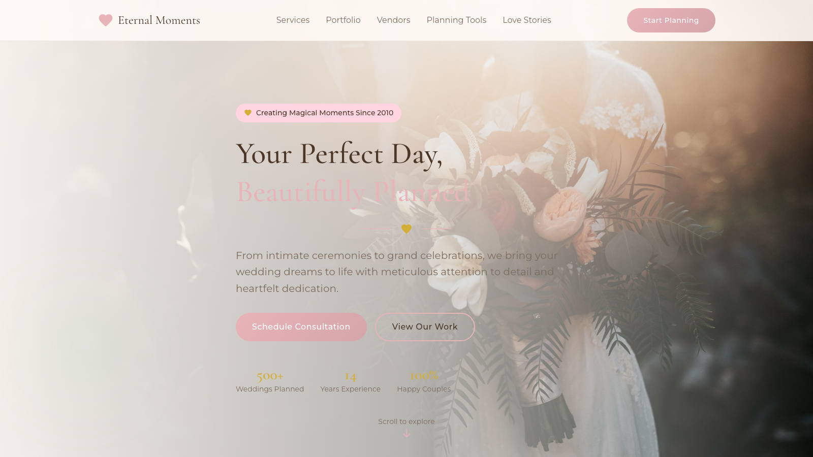 Wedding Events 模板示例截图